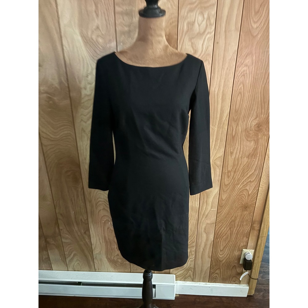 Joseph Black Wool Blend Boat Neck Sheath Dress 3/4 Sleeve Professional Career 4